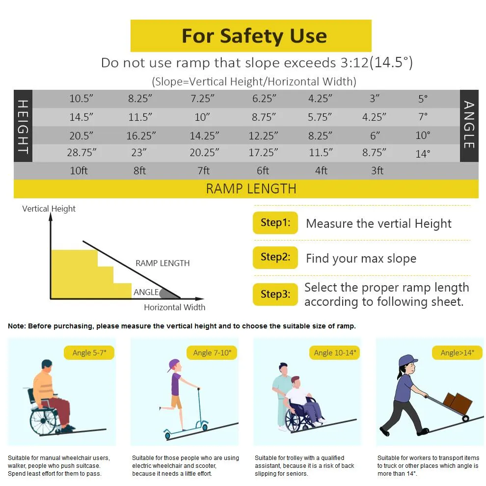 10FT Multifold Aluminum Wheelchair Ramp with Handle: Portable, Sturdy, and Easy to Setup