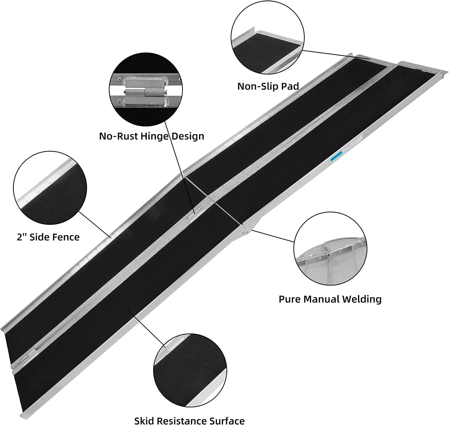 10FT Multifold Aluminum Wheelchair Ramp with Handle: Portable, Sturdy, and Easy to Setup