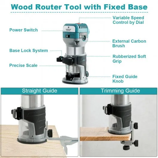 1.25HP Palm Router Electric Trimmer Kit Variable Woodworking Tool