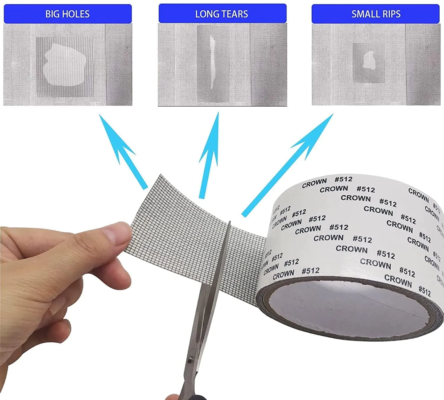 2inx2M Window Screen Repair Tap, Strong Adhesive & Waterproof Window Mosquito net Covering Mesh Tape