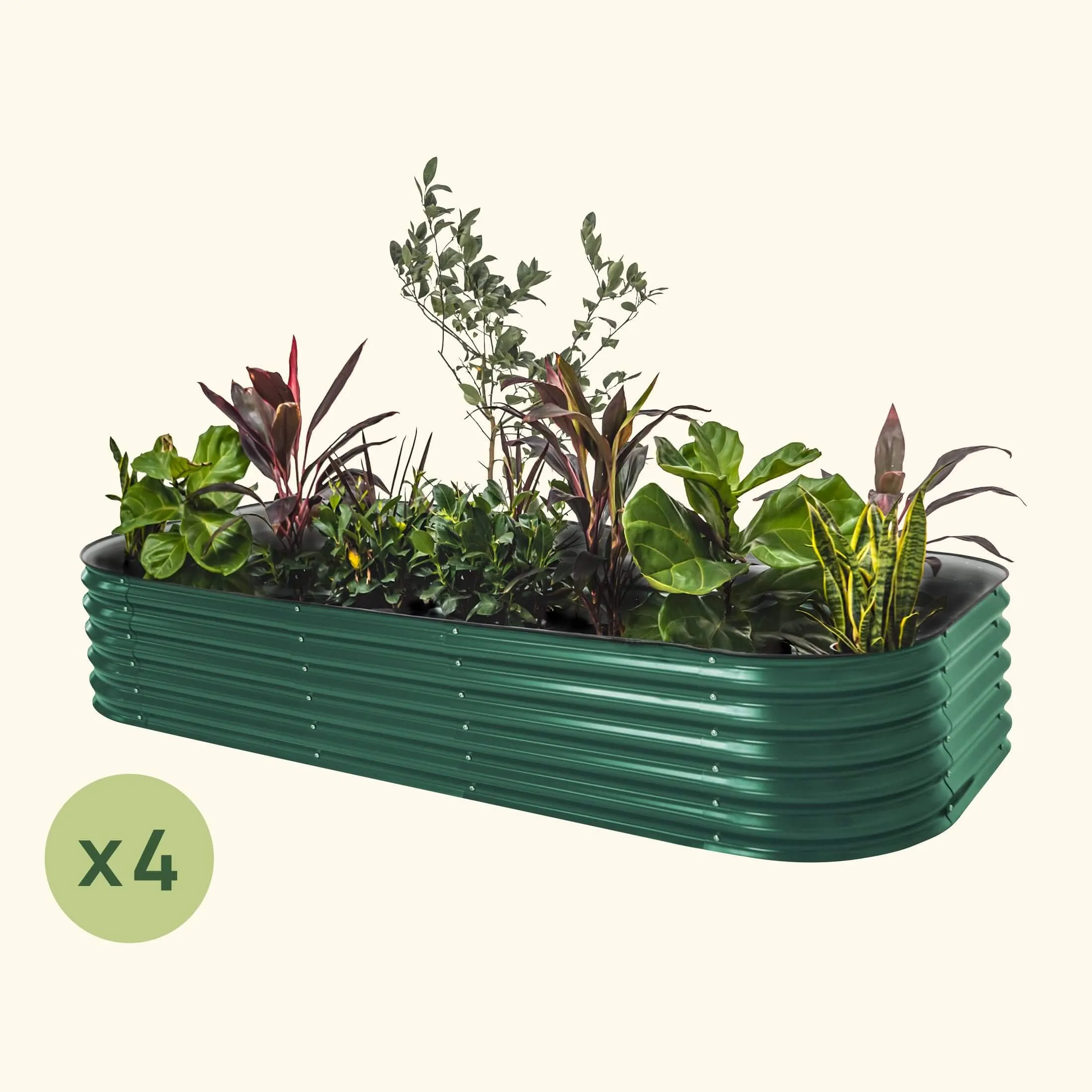 4-Pack 17" Tall 10 In 1 Jumbo Modular Metal Raised Garden Bed Kit