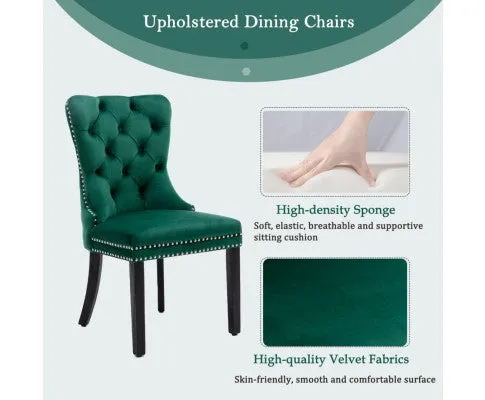 6x Velvet Dining Chairs- Green