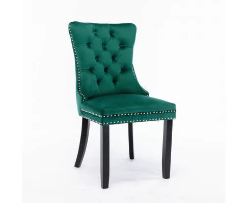 6x Velvet Dining Chairs- Green