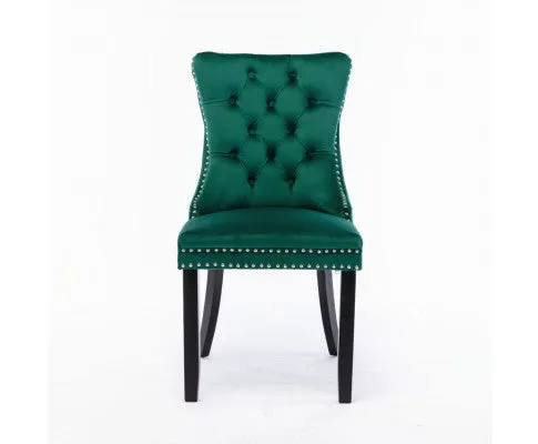 8x Velvet Dining Chairs- Green