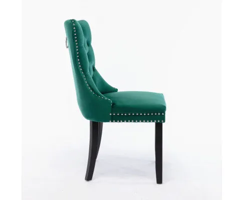 8x Velvet Dining Chairs- Green