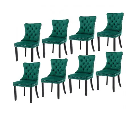 8x Velvet Dining Chairs- Green