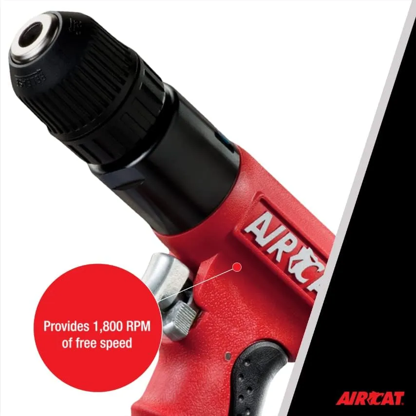 AIRCAT 4338 .6 HP 3/8-Inch Composite Reversible Drill with Jacobs Chuck 1,800 RPM