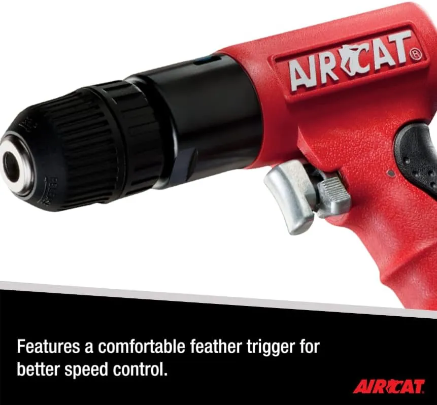 AIRCAT 4338 .6 HP 3/8-Inch Composite Reversible Drill with Jacobs Chuck 1,800 RPM