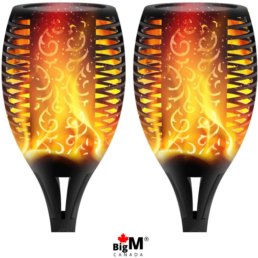 BigM 96 LED Flickering Flame Solar Tiki Torch Lights for Gardens Lawn