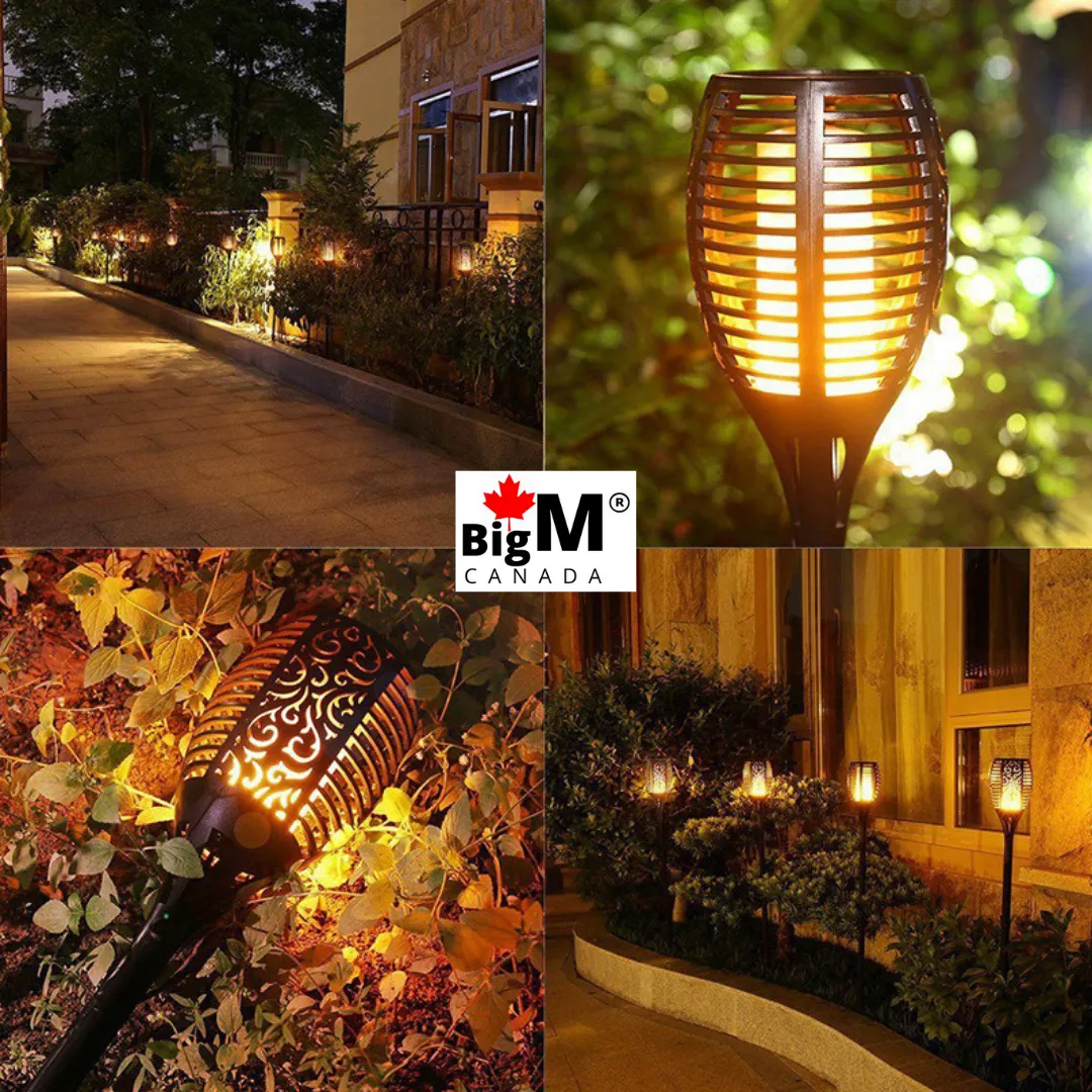 BigM 96 LED Flickering Flame Solar Tiki Torch Lights for Gardens Lawn