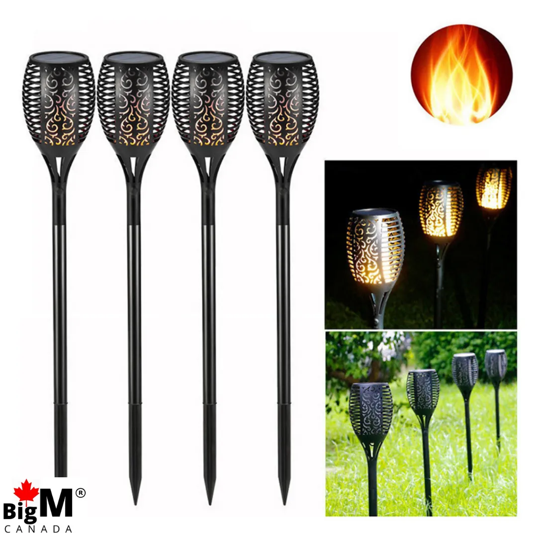 BigM 96 LED Flickering Flame Solar Tiki Torch Lights for Gardens Lawn