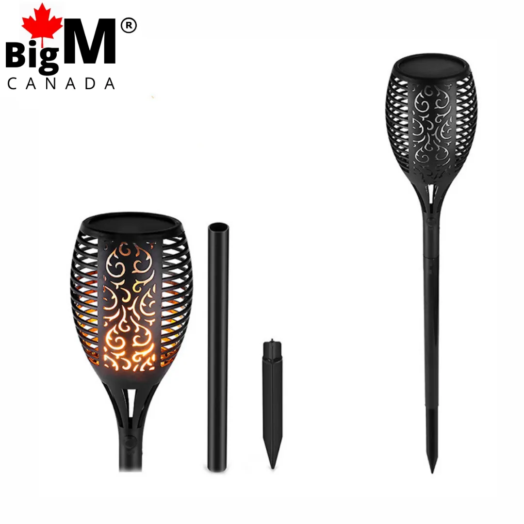 BigM 96 LED Flickering Flame Solar Tiki Torch Lights for Gardens Lawn