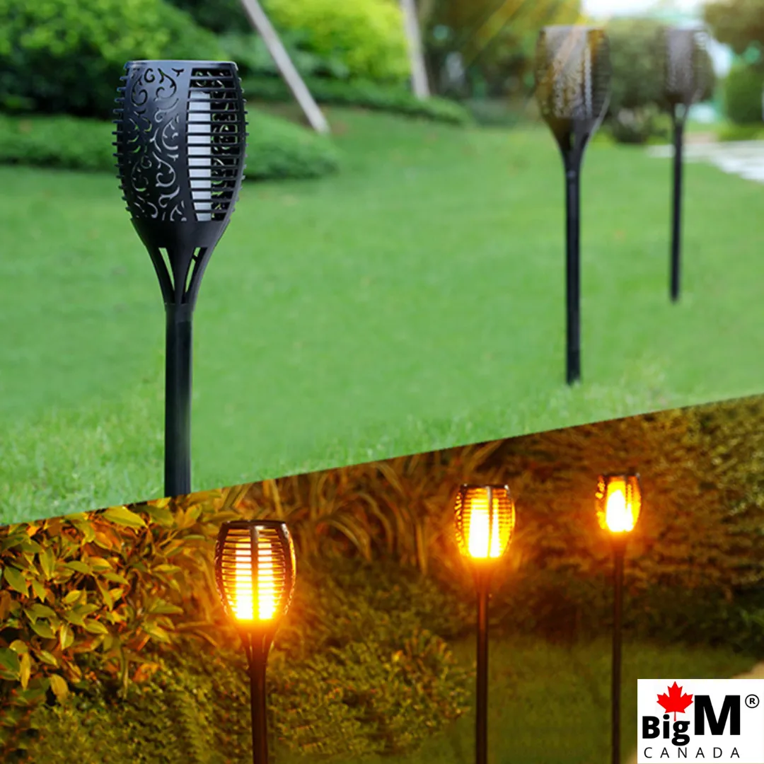 BigM 96 LED Flickering Flame Solar Tiki Torch Lights for Gardens Lawn