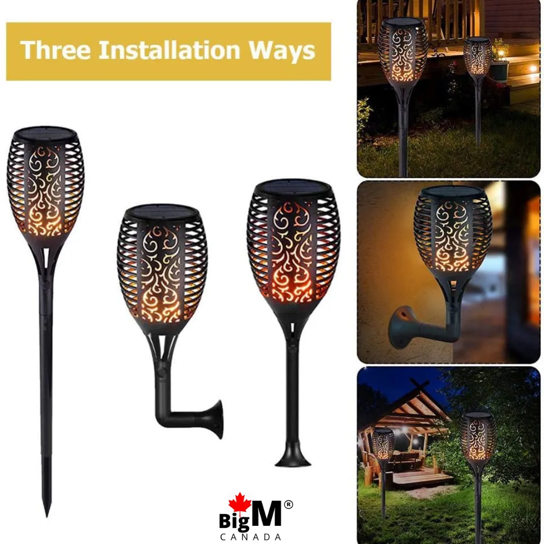 BigM 96 LED Solar Flickering Dancing Flame Lights with Wall mount