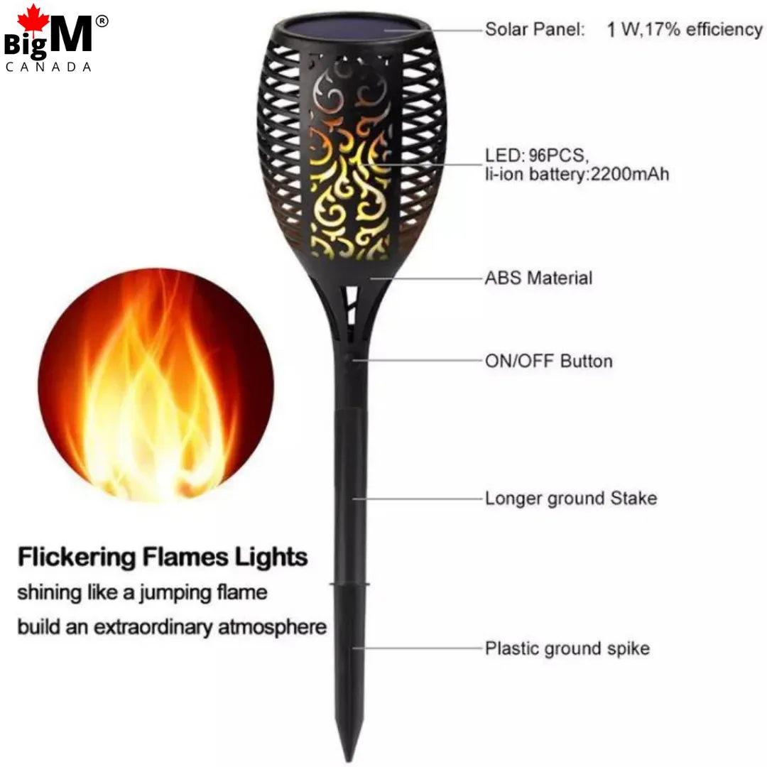 BigM 96 LED Solar Flickering Dancing Flame Lights with Wall mount