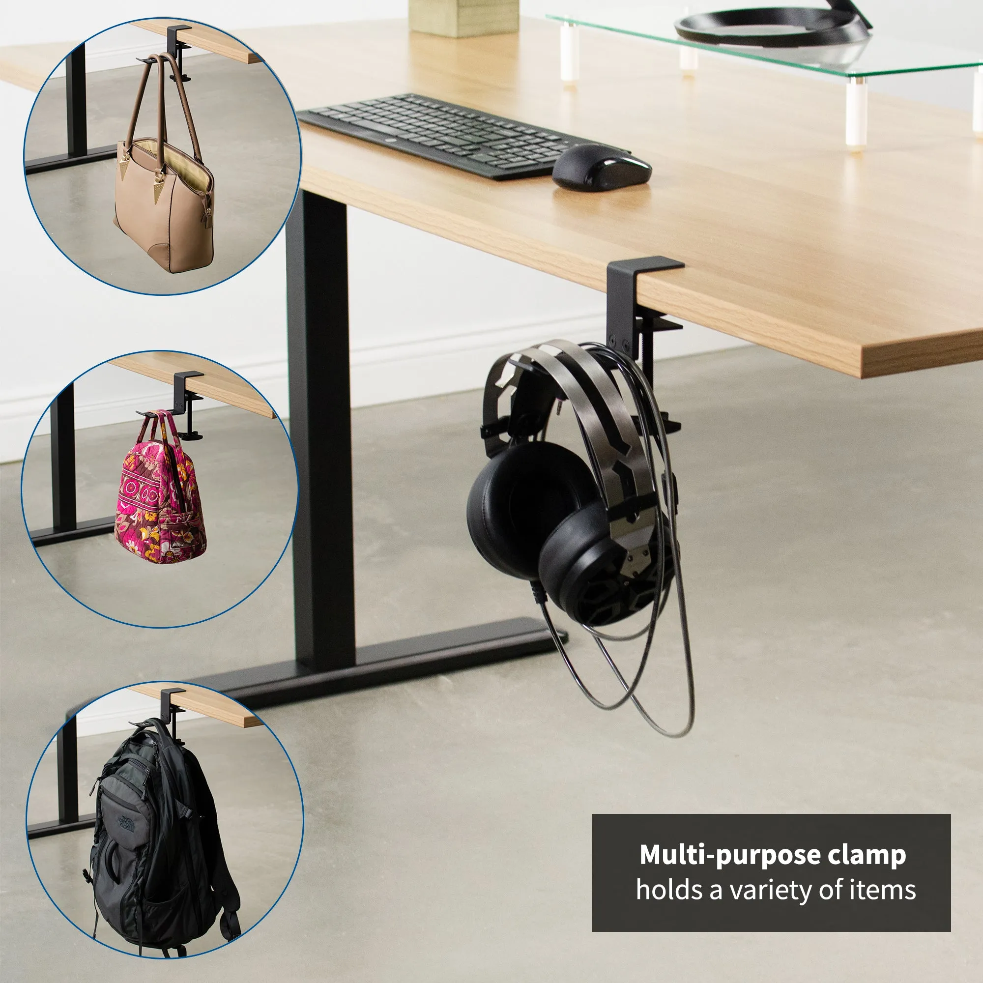 Black Clamp-on Headphone Holder