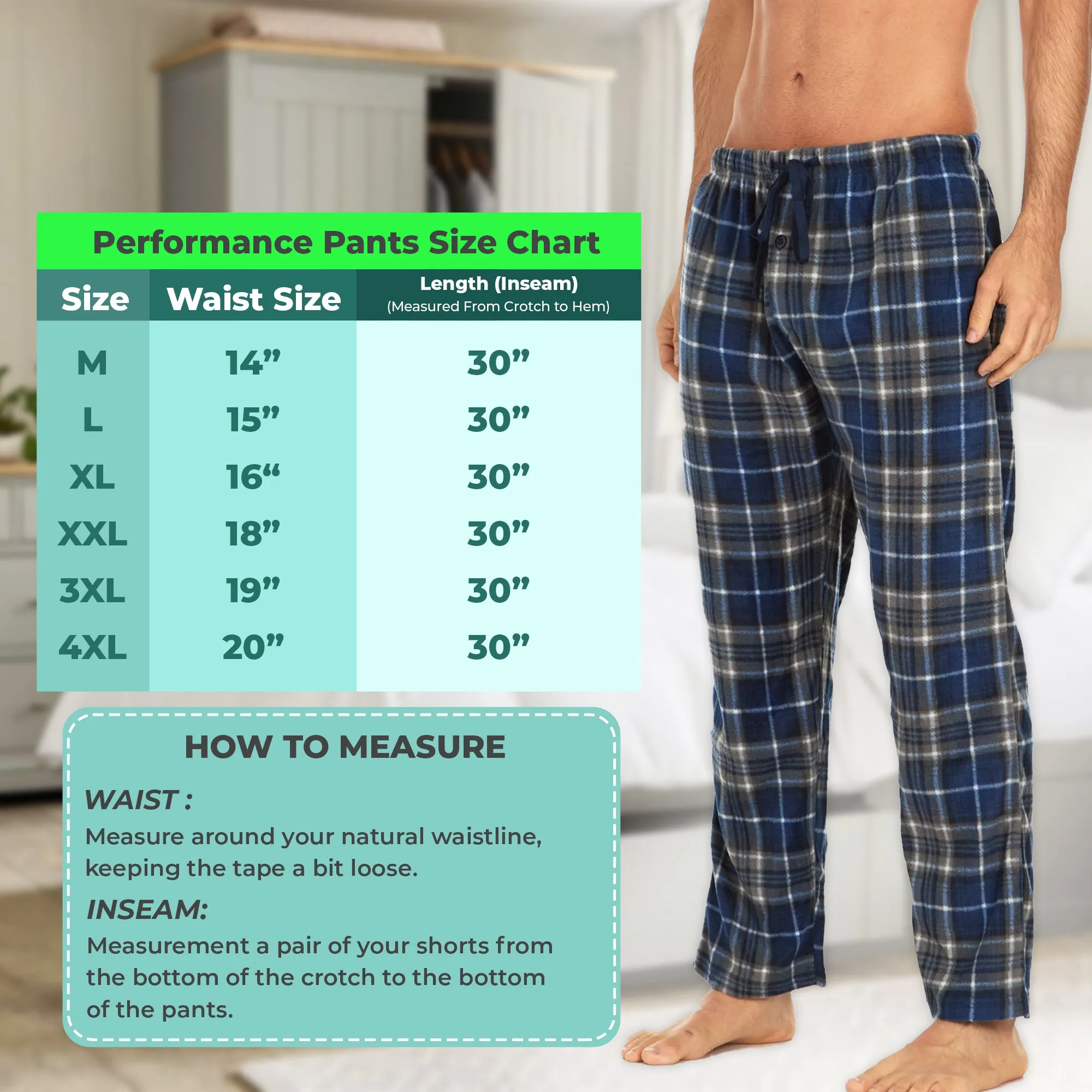 DARESAY Mens Microfleece Pajama Pants/Lounge Wear with Pockets and Adjustable Waistband