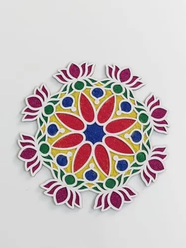 Diwali Rangoli Stencils, Rangoli Mat Gardenia, Rangoli Size - 12 Inch| | Reusable Diwali Decoration Items for Home Décor