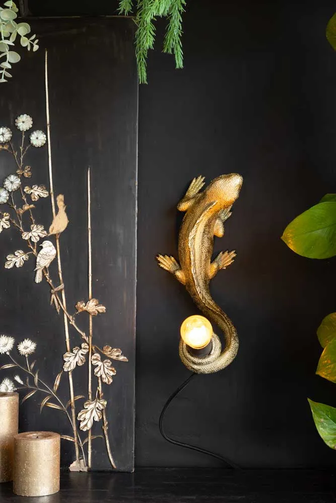 Gold Lizard Table/Wall Light