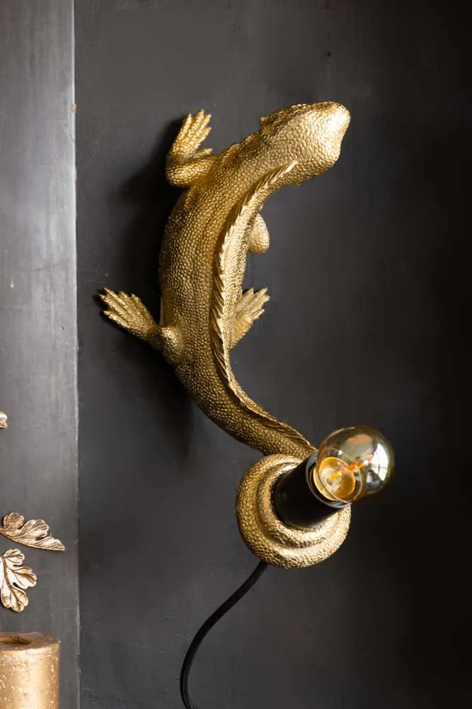 Gold Lizard Table/Wall Light