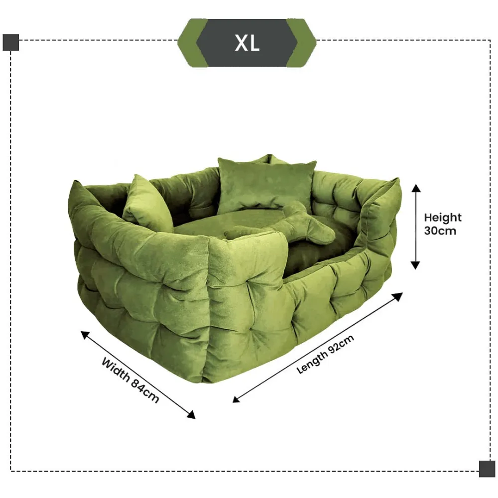 Hiputee Luxurious High Wall Soft Velvet Fabric Washable Bed for Dogs and Cats (Light Green)