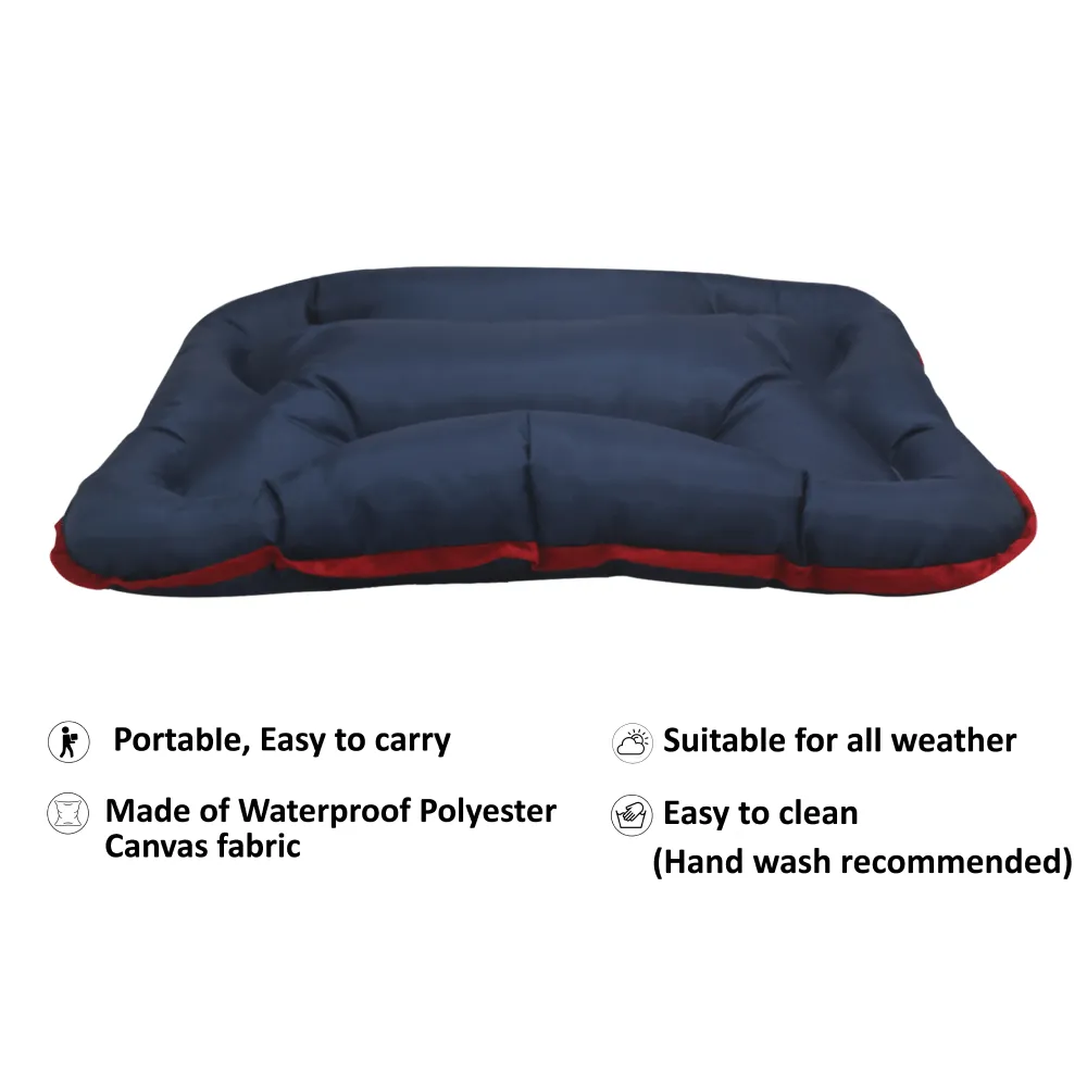 Hiputee Rectangular Shape Waterproof Polyester Fabric Bone Shaped Cushion Bed for Dogs and Cats (Blue)