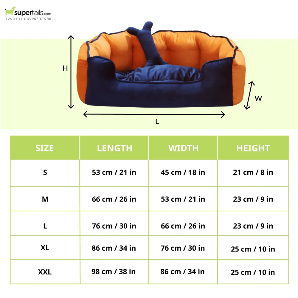 Hiputee Reversible Holland Velvet Bed for Dogs and Cats (Blue/Orange)