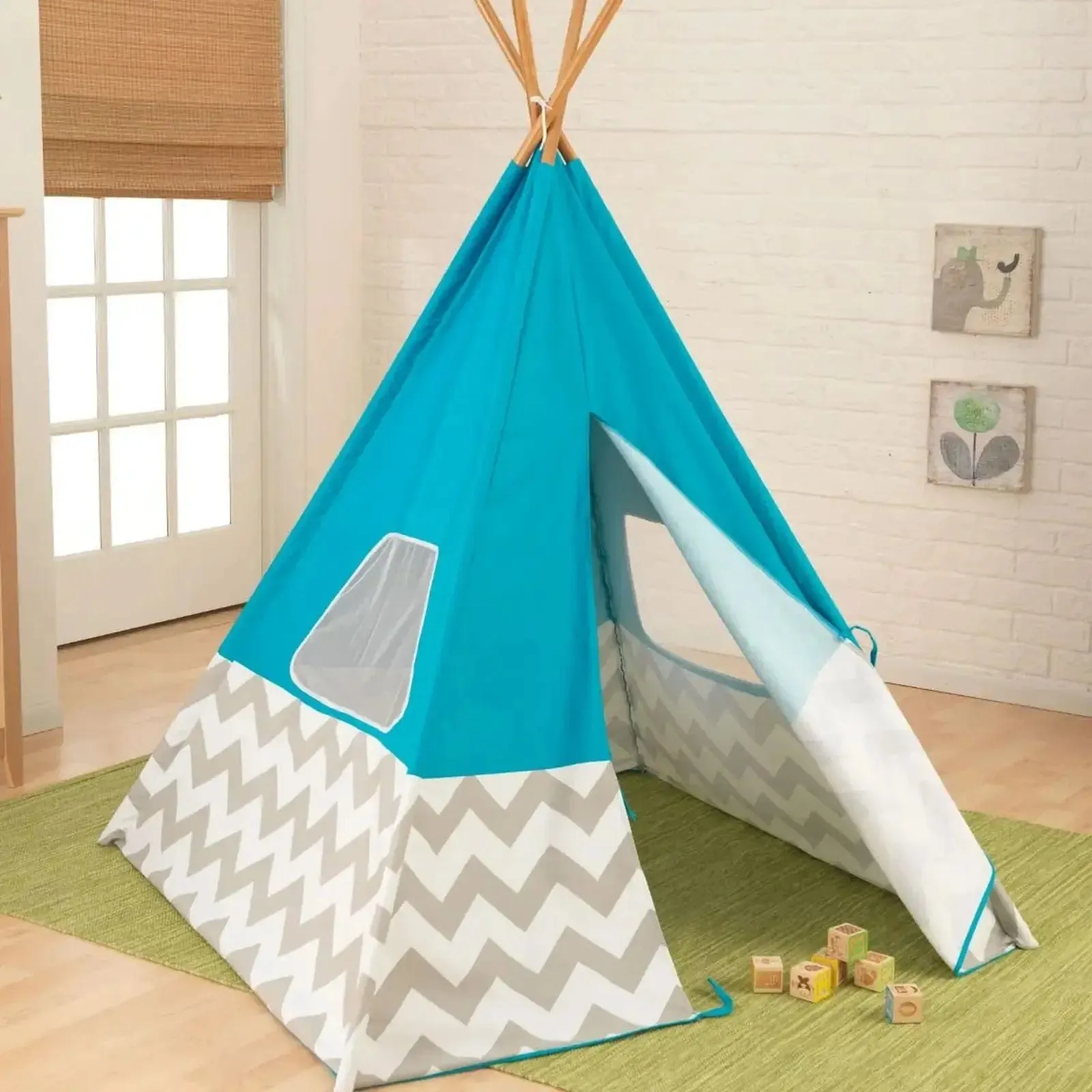 KidKraft Play Teepee Tent Turquoise Kids Indoor Outdoor Toy