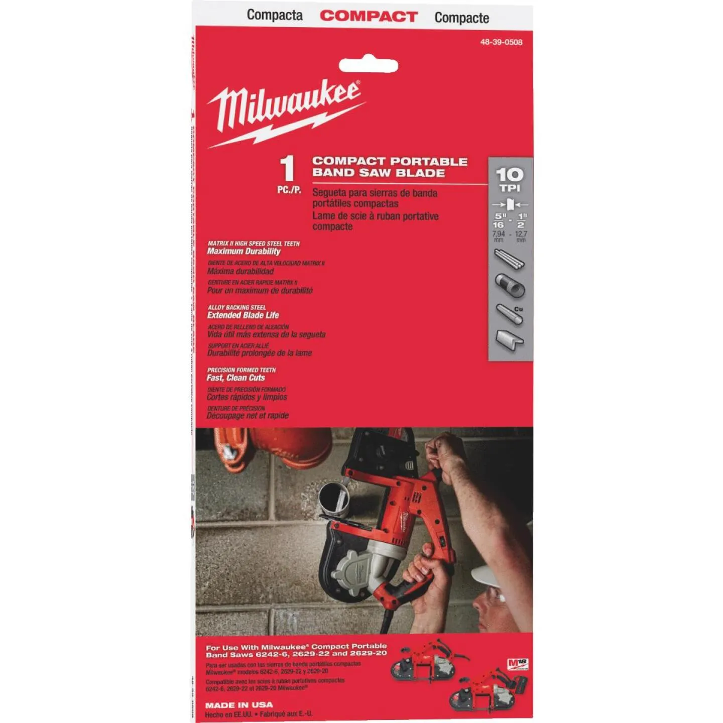 Milwaukee 35-3/8 In. x 1/2 In. 10 TPI Compact Band Saw Blade