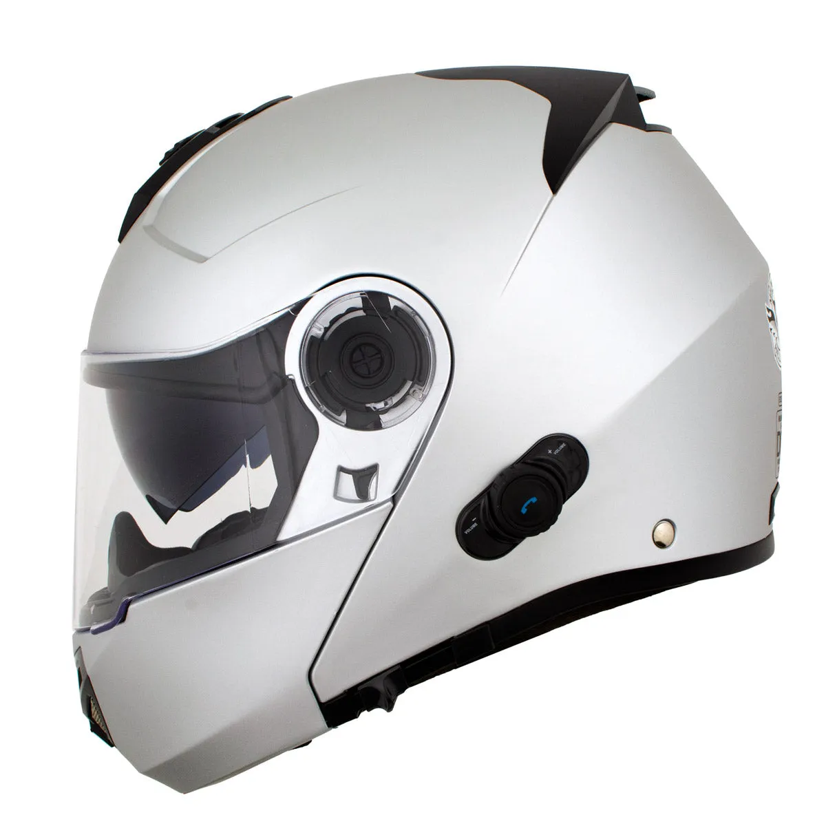 Milwaukee Helmets H7010 Flat Gray 'Mayday' Modular Motorcycle Helmet w/ Intercom - Built-in Speaker and Microphone for Men / Women