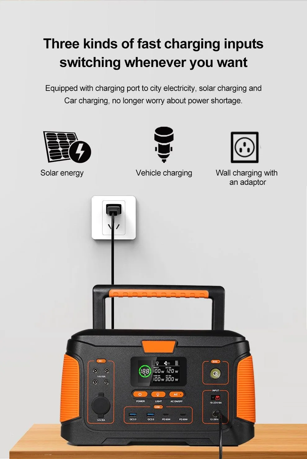 Multifunction Outdoor Portable Power Charging Station 220V/500W