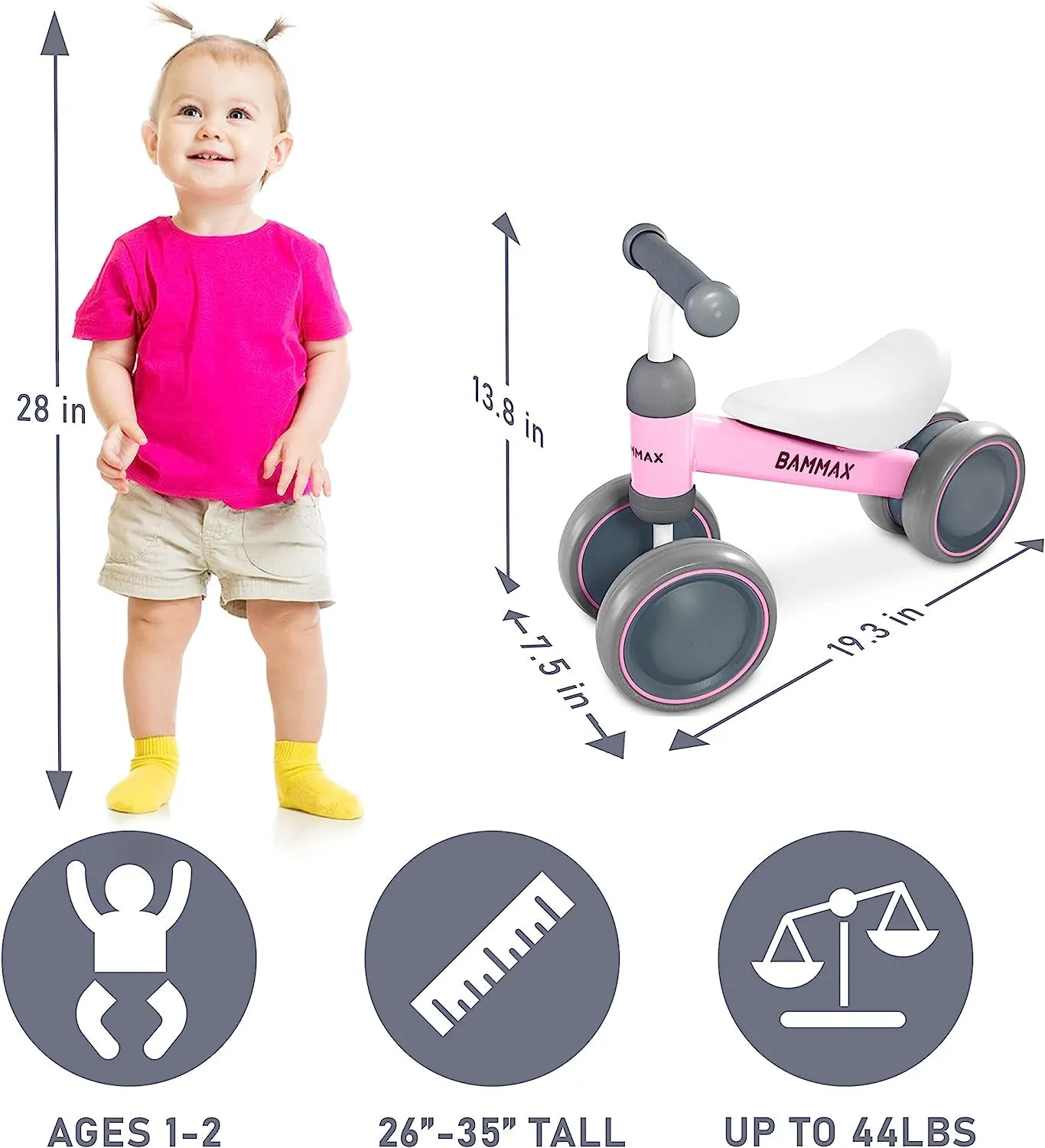 Official Tykebike® Toddler & Baby Bike | Toddler & Baby Balance Bike Ride on Toy | Easy Glide Wheels & Safer Toddler Bike Steering | Indoor/Outdoor Baby & Toddler Ride on Toys for 1  Year Old