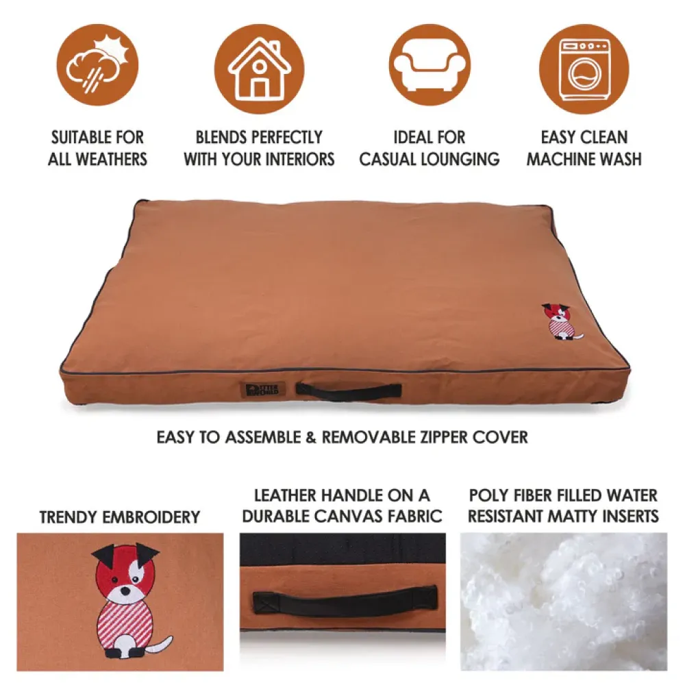 Petter World Comfort Flat Cushion Bed for Dogs (Earthy Brown)