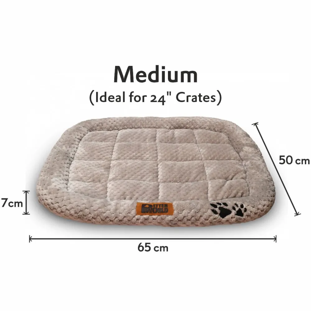 Petter World Luxury Quilted Crate Mat with Padded Perimeters for Extra Support for Dogs (Meteorite)