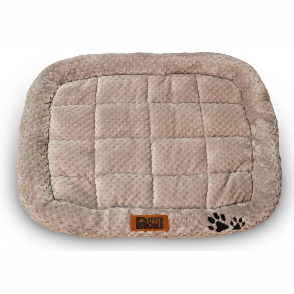 Petter World Luxury Quilted Crate Mat with Padded Perimeters for Extra Support for Dogs (Meteorite)