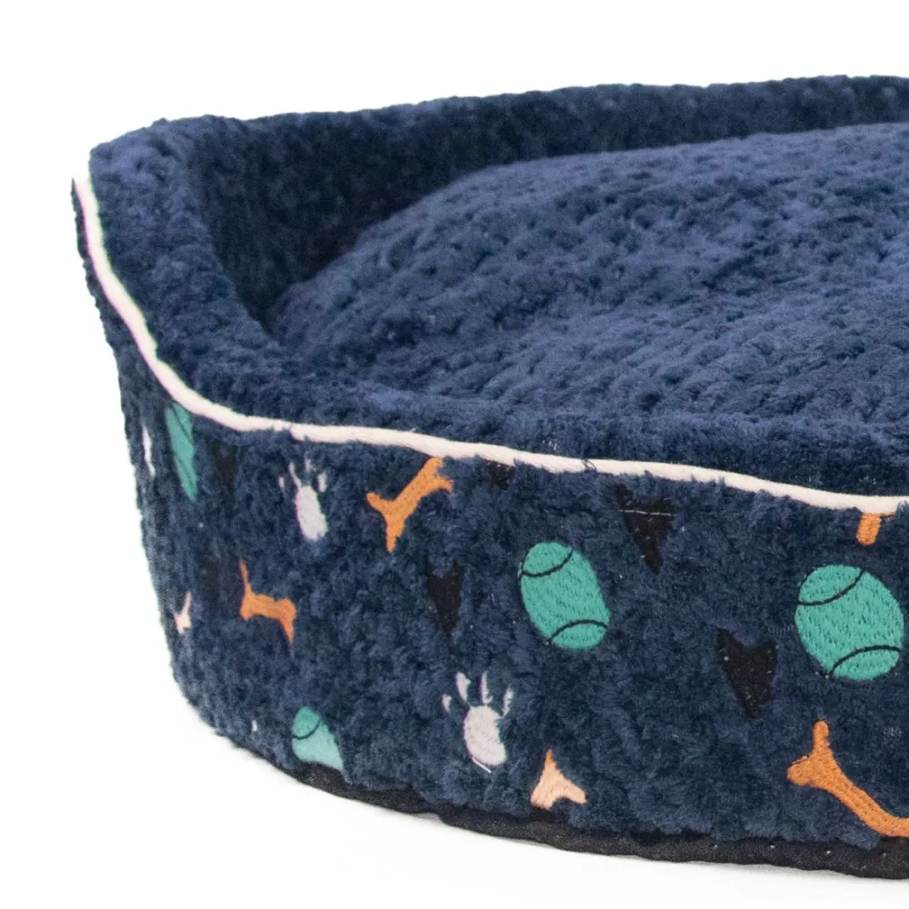 Petter World Soft Micro Fur Round Orthopedic Cuddler Bed with Removable Cushion Top for Dogs (Ensign Blue)