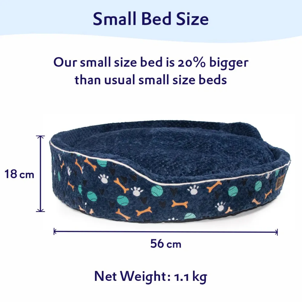 Petter World Soft Micro Fur Round Orthopedic Cuddler Bed with Removable Cushion Top for Dogs (Ensign Blue)