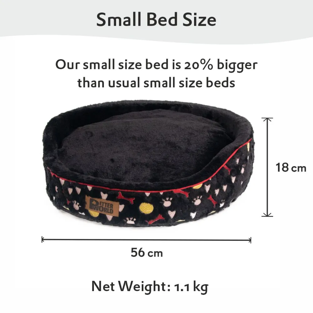 Petter World Soft Micro Fur Round Orthopedic Cuddler Bed with Removable  Cushion Top for Dogs (Jet Black)