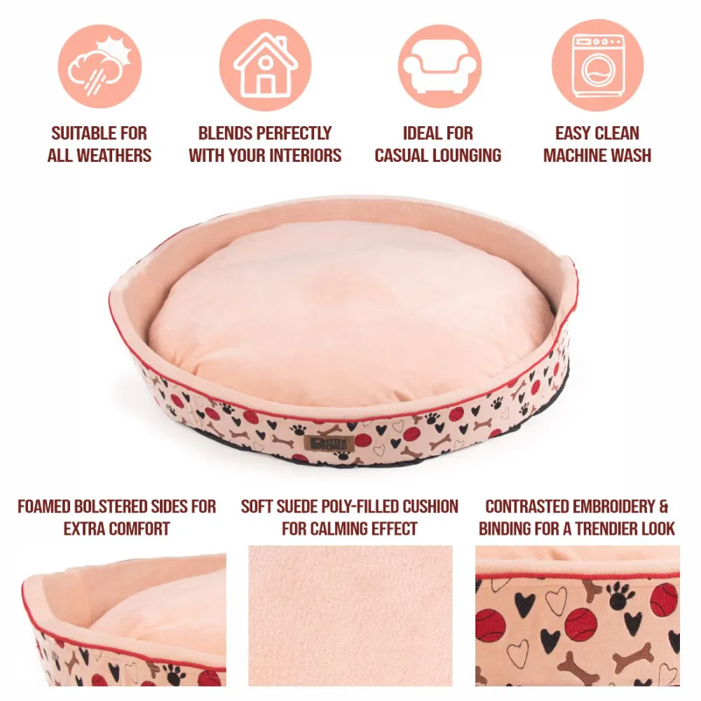 Petter World Soft Micro Fur Round Orthopedic Cuddler Bed with Removable Cushion Top for Dogs (Peach Pearl)