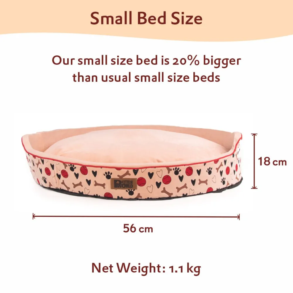 Petter World Soft Micro Fur Round Orthopedic Cuddler Bed with Removable Cushion Top for Dogs (Peach Pearl)