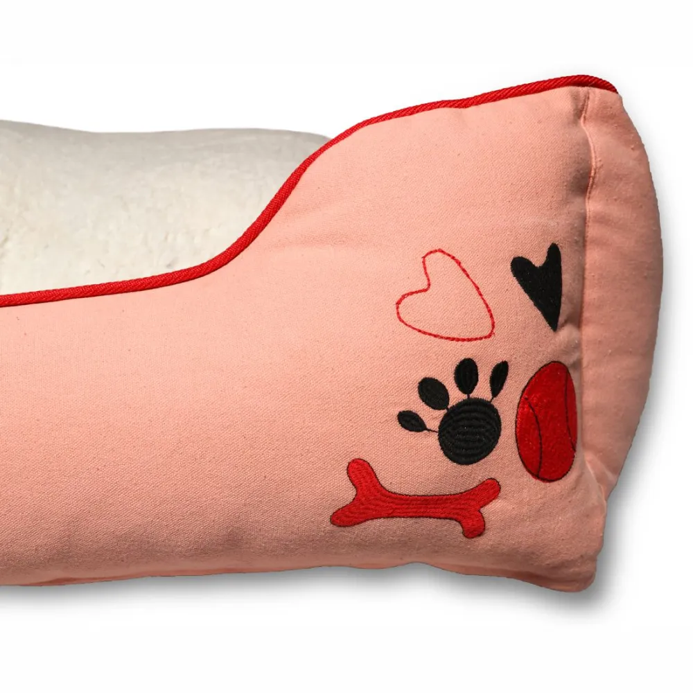 Petter World Ultra Luxury Cotton Canvas Lounger With Removable Sherpa Fur Cushion for Dogs (Peach Pearl)