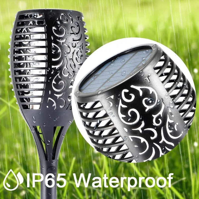 Solar 12LED Waterproof Outdoor Garden Flame Torch Ground Plug Light