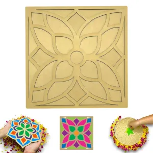 SRS® Rangoli Mats 11.5 inches Portable Reusable Templates for Diwali|Home Decoration|DIY Rangoli|Best for Gifting|Readymade Craft|Just Fill with Rangoli & Petals MDF (Pack of 1, SQUARE-V4D2)